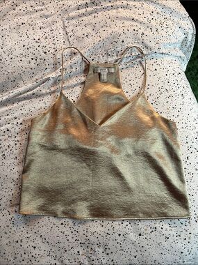 Forever 21 Metallic Gold Cropped Cami Tank
